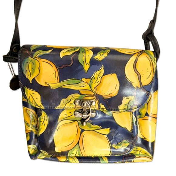 Patricia Nash 10th Anniversary Lemon Print Leather Crossbody Bag - Picture 1 of 9
